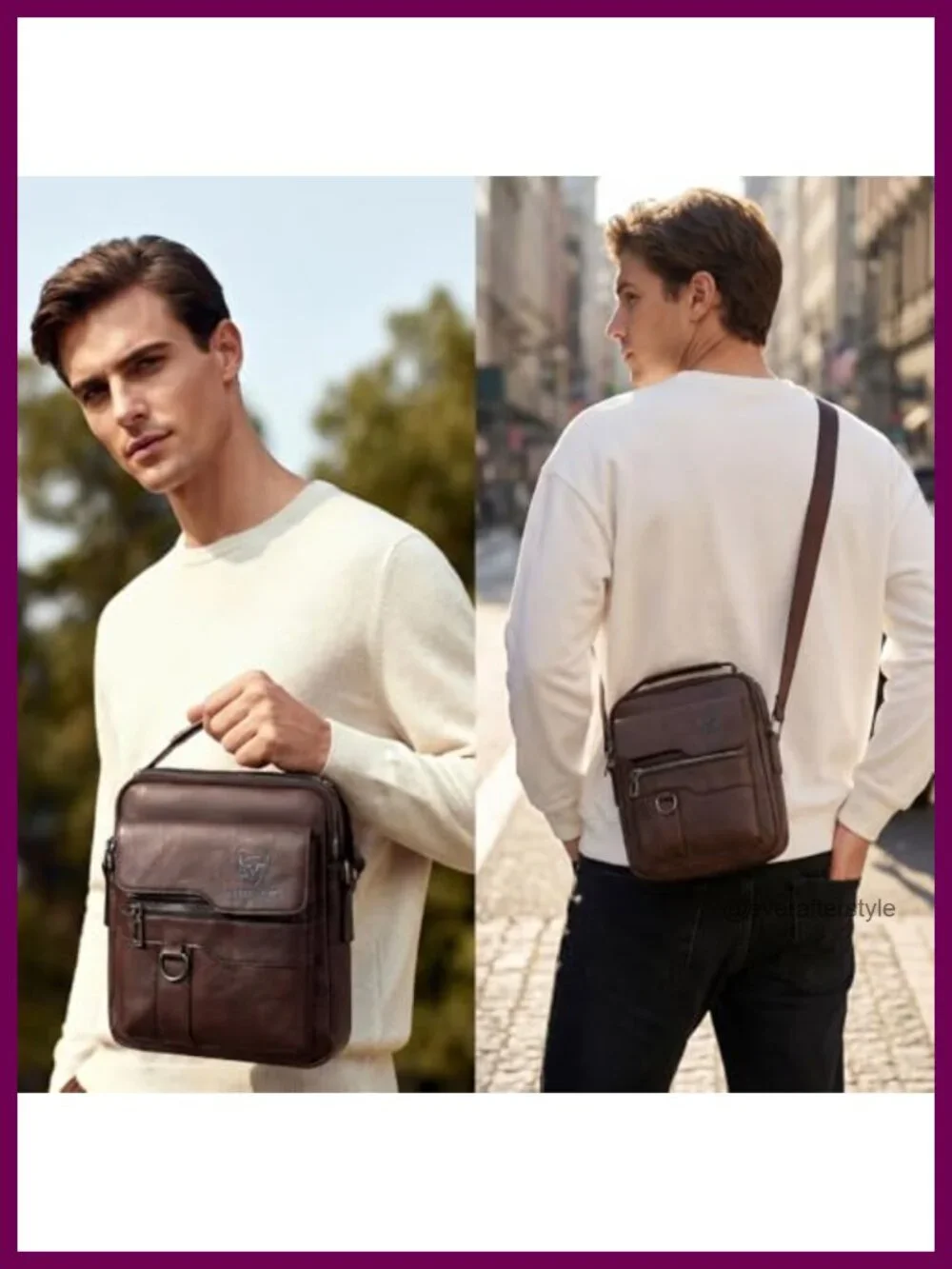 Retro PU Leather Messenger Sling Bag Crossbody Shoulder Bag Men